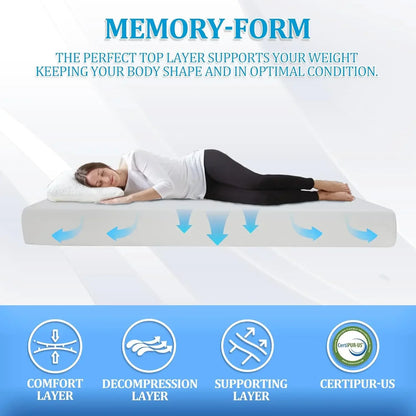 Mattress with Memory Foam 6/8/10/12/14 Inch Cooling-Gel Queen Mattress,Full Size Mattress
