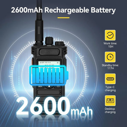 4 Pack Walkie Talkies with Shoulder Mic, Long Range Heavy Duty 2 Way Radio with LCD Screen,