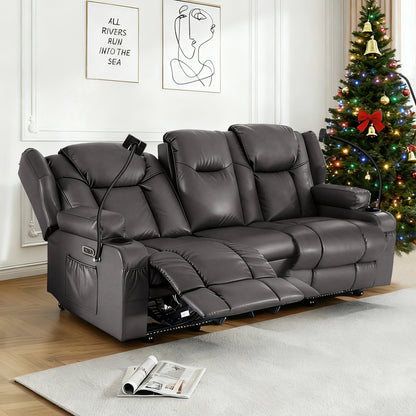 Loveseat Electric Recliner Sofa for Seniors, Massage & Heat,Dual Motor,350LBS Capacity,Cat-Claw Leather,For Living Room