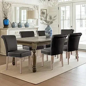 Set of 4, Faux Leather Dining Room Chairs, Upholstered Parsons Chairs, Side Chair