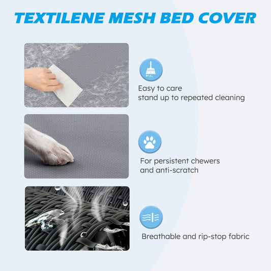 Elevated, Cooling Raised Pet Cot with Chew Proof Washable Breathable Mesh and Metal Frame, Portable