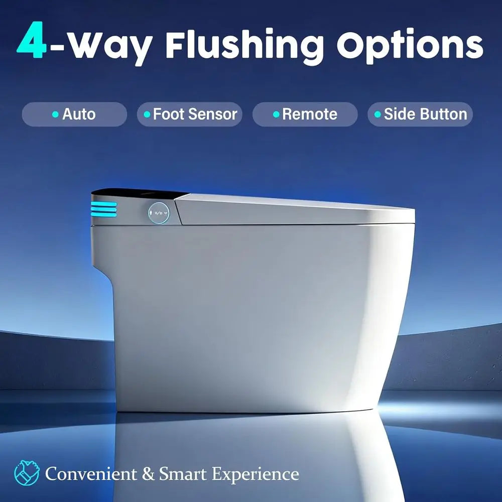 Smart Toilet with Bidet, Elongated Tankless Toilet, with Heated Seat, Auto Dual Flush, Warm Water & Air Dry
