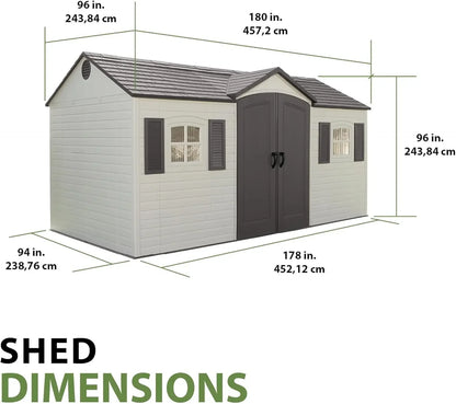 Outdoor Storage Shed 8x15 Foot- Desert Sand, Heavy Duty Waterproof, UV Resistant Metal Frame Garden Shed