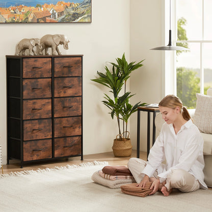 10 Fabric Drawers Wardrobe Steel Frame Closet For Storage Cabinet Living Room Of Furniture