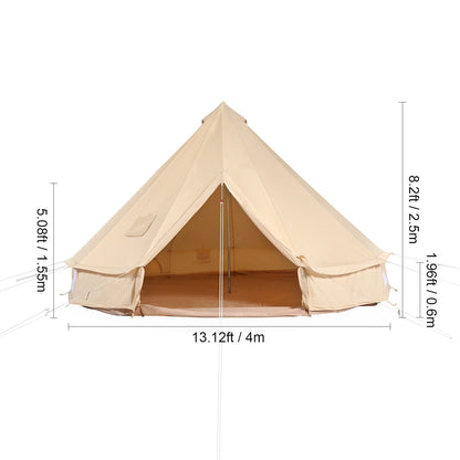 Canvas Bell Tent 4 Seasons 13.12 ft Yurt Tent Canvas Tent for Camping with Stove Jack Breathable Tent Holds 6 People