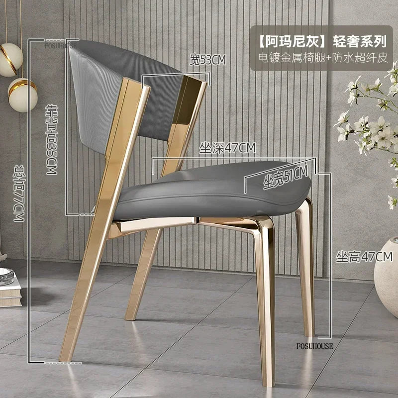 Luxury Designer Dining Chair Nordic Ergonomics Wedding Leather Dining Accent Chairs
