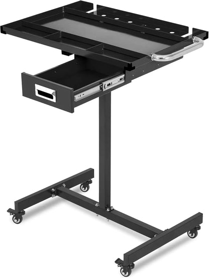 Mobile Work Table with Adjustable Height – 300Lbs Capacity Mechanic Rolling Tool Cart with Brakes for Garage Car Repair Shop