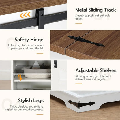 Large, Square, White, Farmhouse Coffee Table with Lift-Top Storage