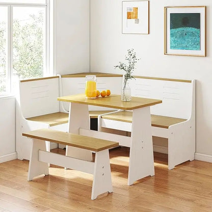 Breakfast Nook, Corner Dining Table Kitchen Bench Chair Set, Space-Saving, Reversible L-Shape