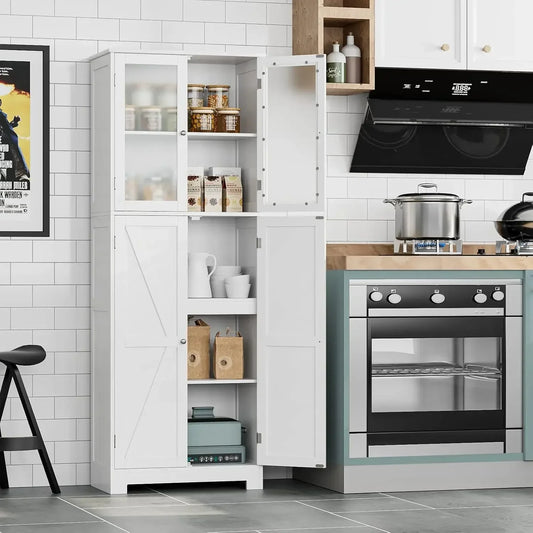 67" Tall Storage  Pantry Cabinet with Shelves for Bathroom, Kitchen, Laundry Room, Living Room, Hallway