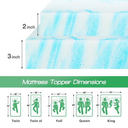 Gel Memory Foam Mattress Topper Full Size Cooling Mattress Soft and Breathable Bed Topper