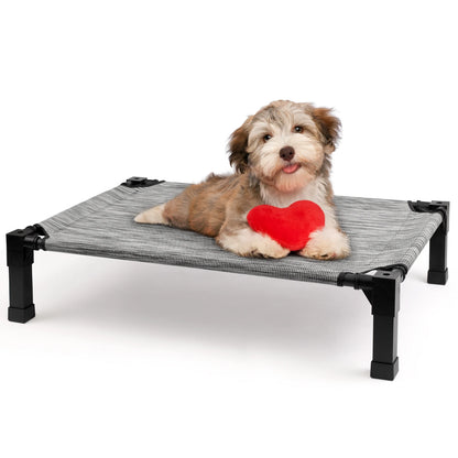 Elevated, Cooling Raised Pet Cot with Chew Proof Washable Breathable Mesh and Metal Frame, Portable