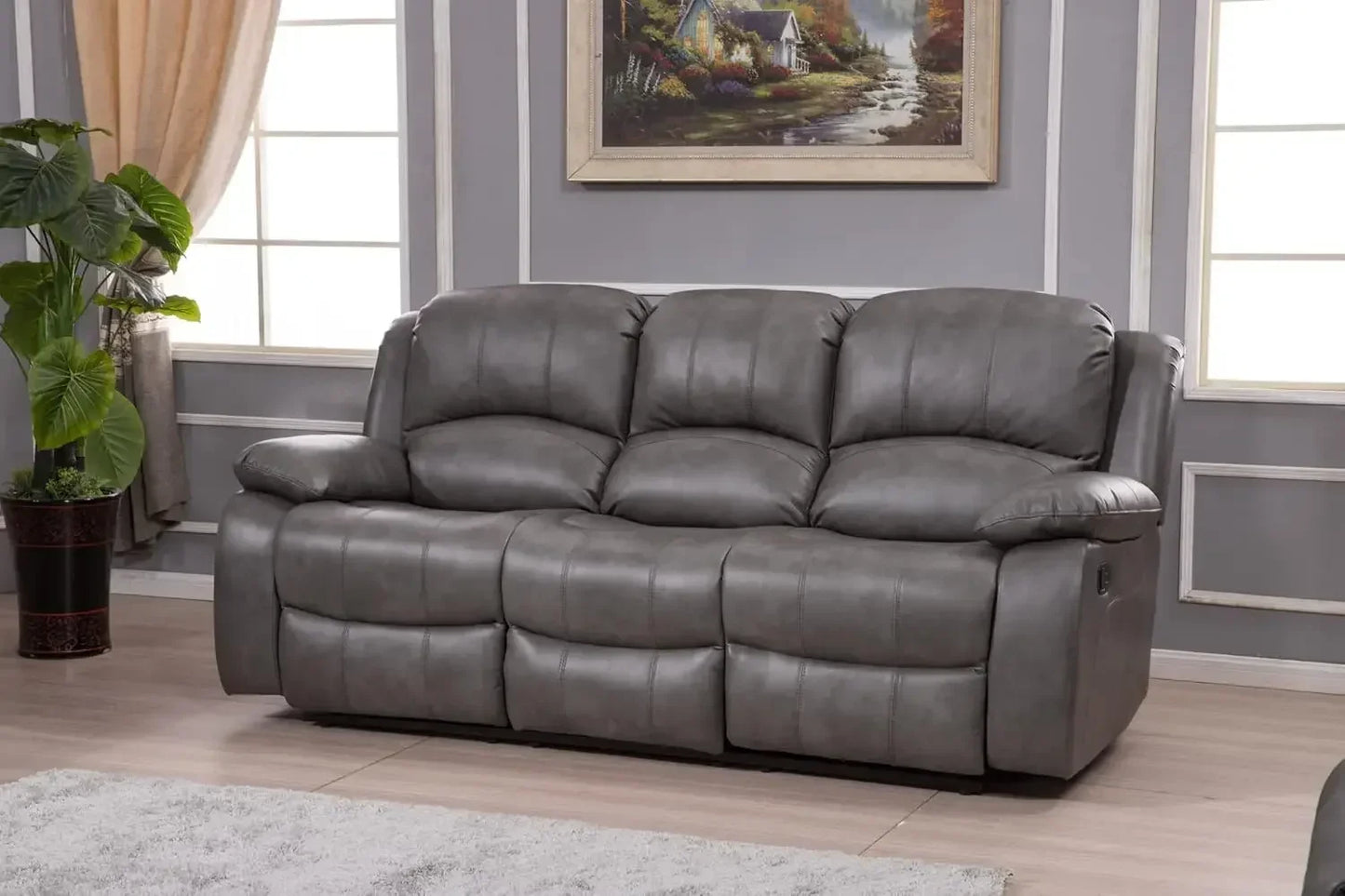 PC Leather Air Reclining Sofa Loveseat Set Living Room Set