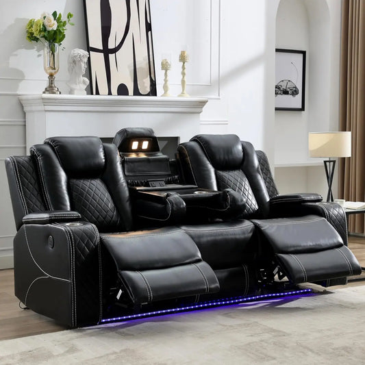 Power Reclining Sofa O Gravity, LED Floor light, Reading Light, Drop-down Table