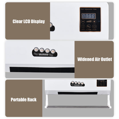 2-in-1 Air Conditioner Heater and Fan Combo Timing Wall Mounted Electric Fan and Space Heater Remote Control