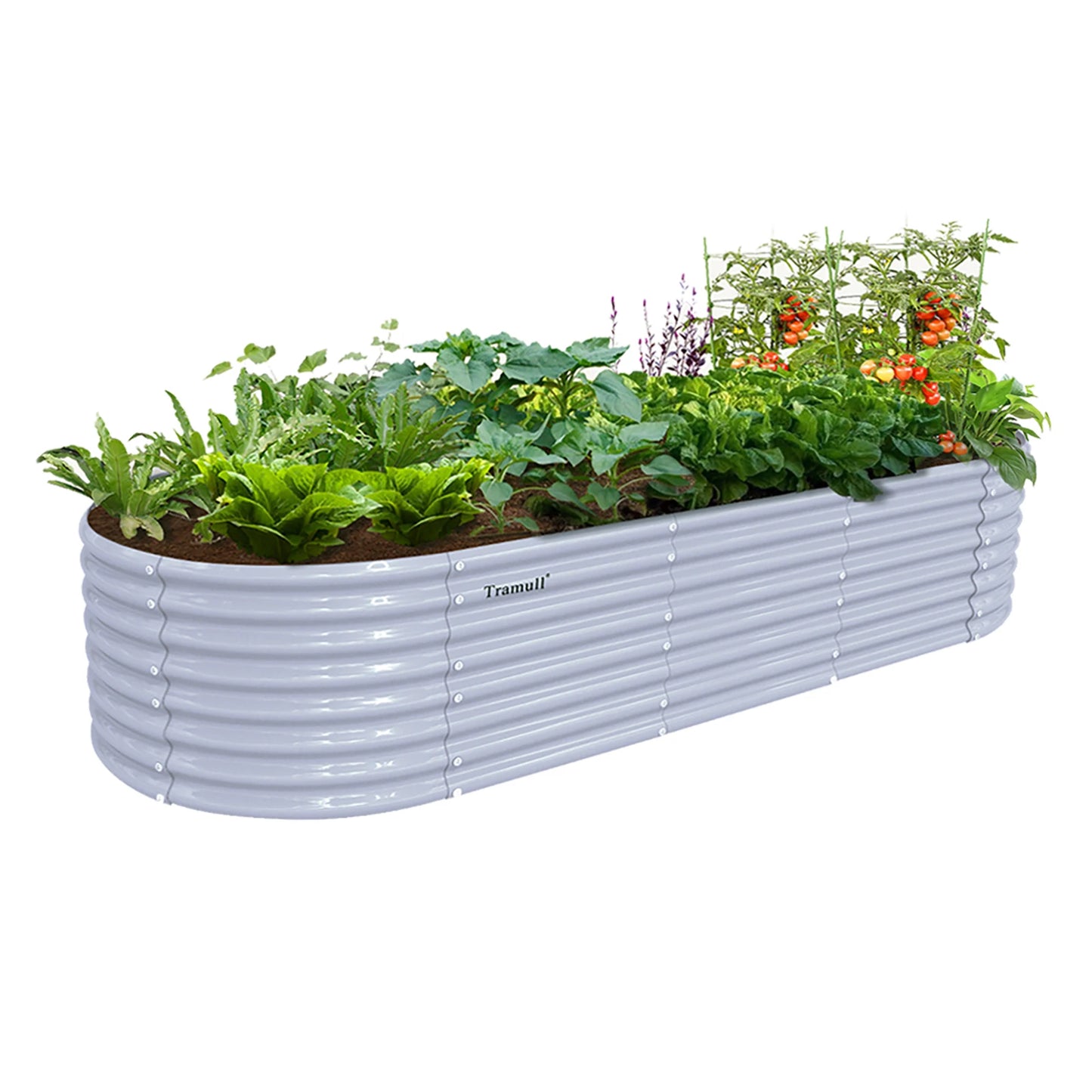 8x3x2FT Galvanized Raised Garden Bed Kit, Oval Outdoor Metal Ground Bottomless Planter Box