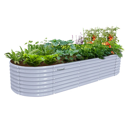 8x3x2FT Galvanized Raised Garden Bed Kit, Oval Outdoor Metal Ground Bottomless Planter Box
