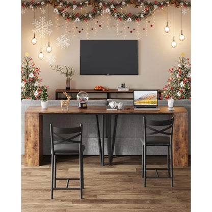 3 Piece Bar Table Set for 2, Bar Table and Chairs Set with  Flip Top Extension, Dining Table Set with Storage Shelves