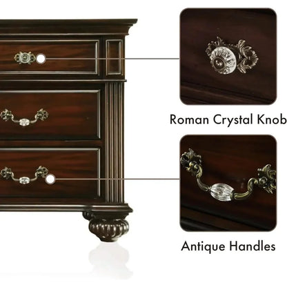 Hot sales 6-Piece Traditional Solid Wood Bedroom Set with Chest, Mirrored-Dresser and 2 Nightstands,