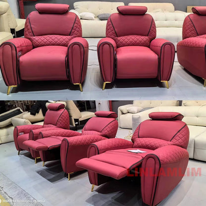 Luxury Electric Recliner Theater Seating Sofa – Modern Home Theater Chairs with LED Lighting, USB, Massage, Cooling Cup Holder