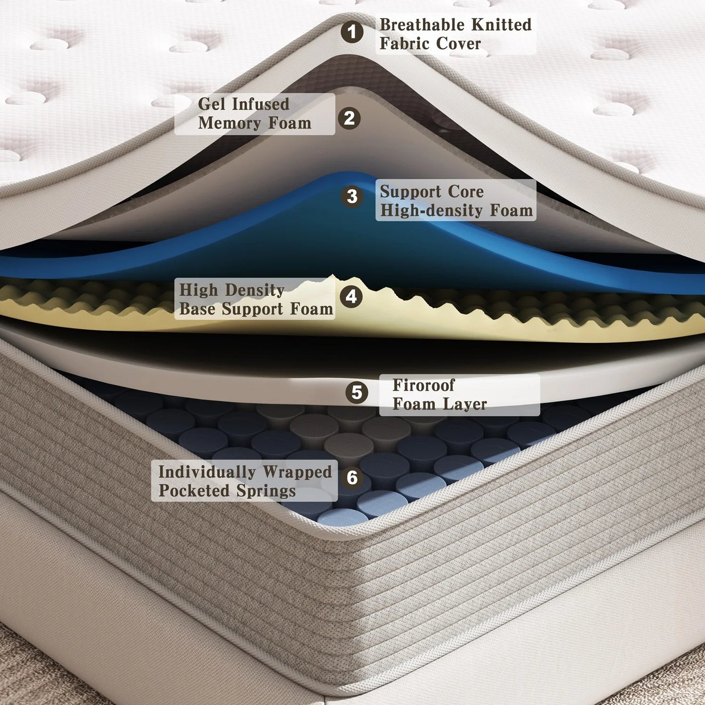 Twin XL Mattress, 12 Inch Twin XL Mattress in a Box Hybrid Design for Cooling Sleep Pressure Relief