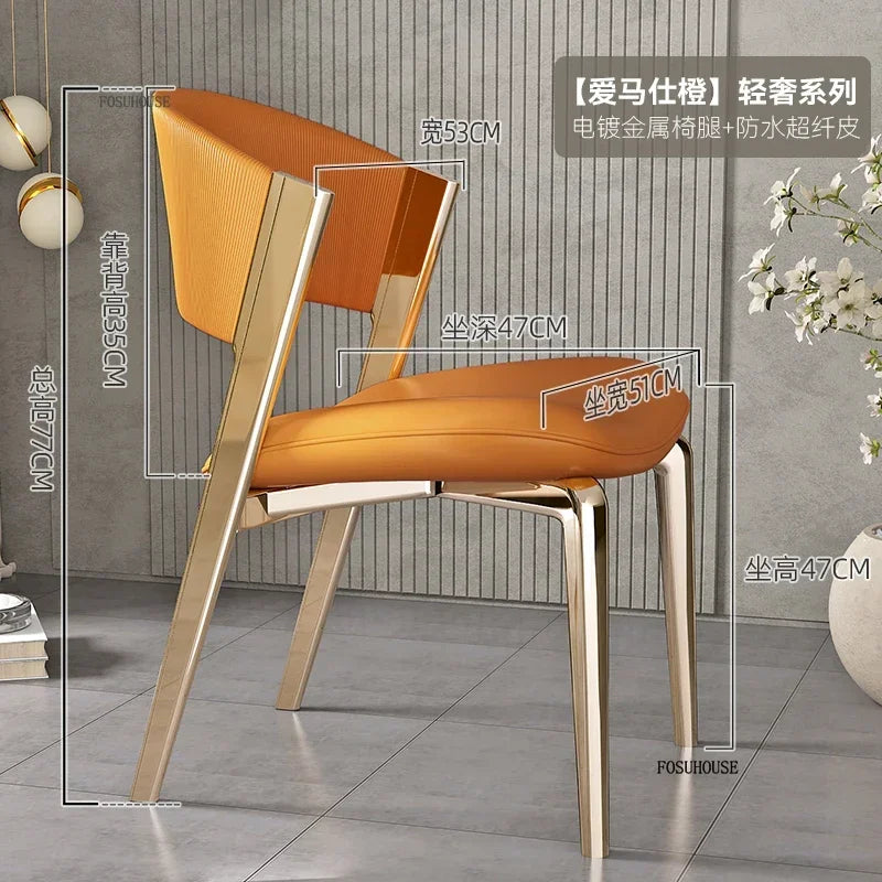 Luxury Designer Dining Chair Nordic Ergonomics Wedding Leather Dining Accent Chairs