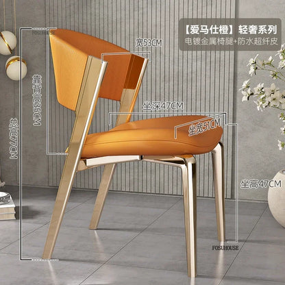 Luxury Designer Dining Chair Nordic Ergonomics Wedding Leather Dining Accent Chairs