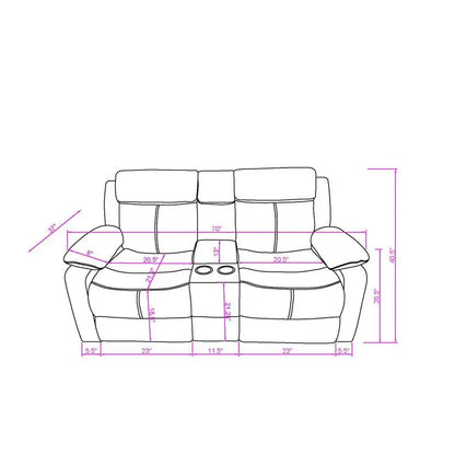 3-Piece Reclining Sofa Set with LED Lights – Sofa, Loveseat & Recliner for Living Room Comfort