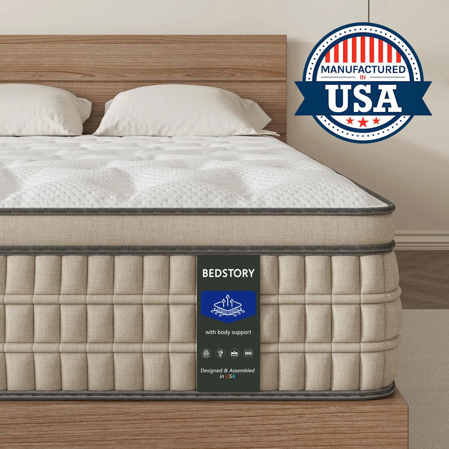 12 Inch Full/King Hybrid Gel Memory Foam Mattress, Queen Size Mattress with Breathable Fabric