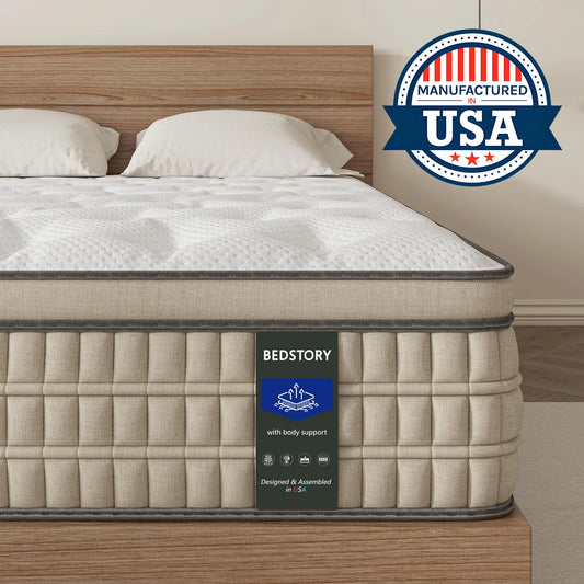 12 Inch Full/King Hybrid Gel Memory Foam Mattress, Queen Size Mattress with Breathable Fabric