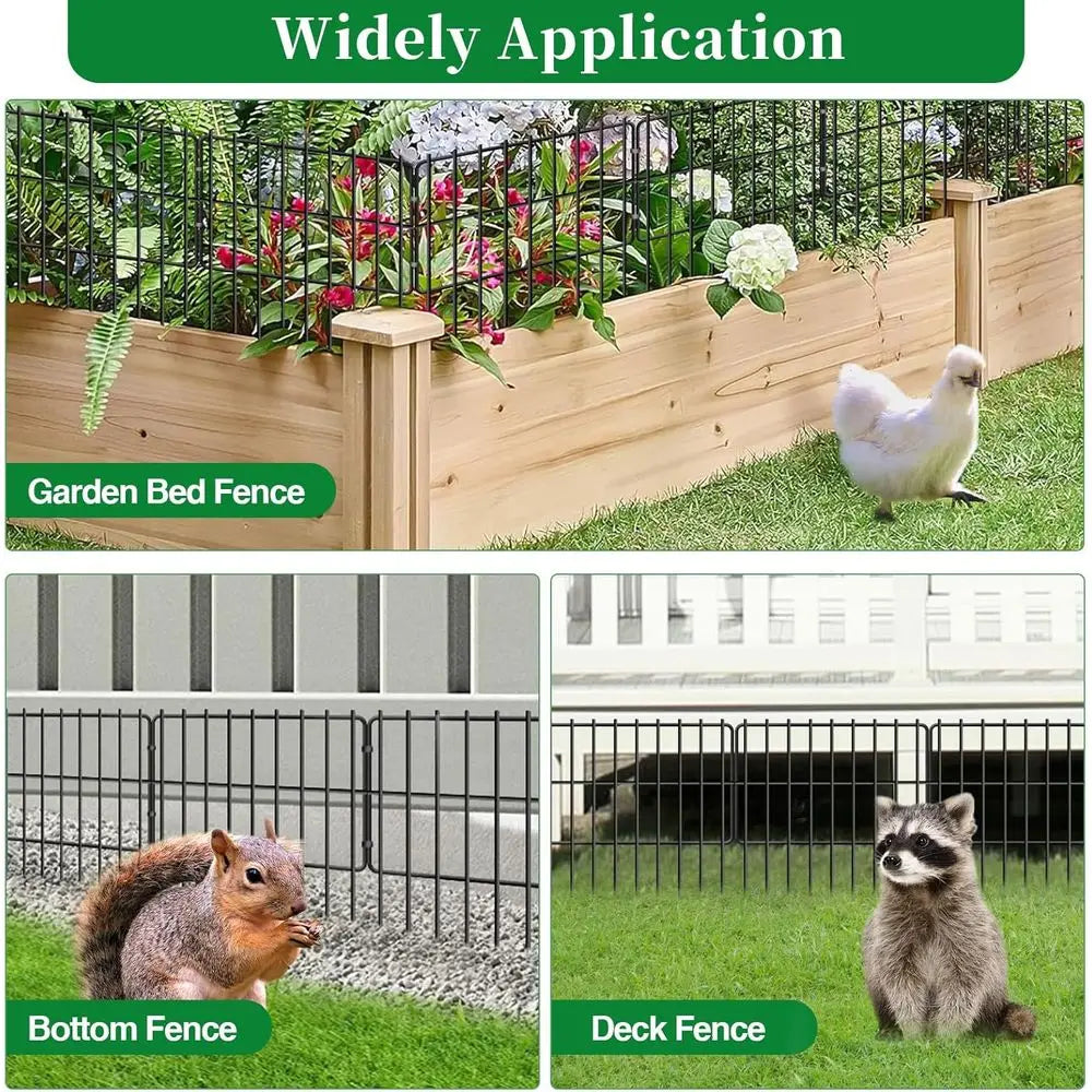 26 Panels Animal Barrier Fence No Dig, 1.25" Gap 28 Ft(L) X 17 in(H) Rustproof, Metal, Garden Fencing