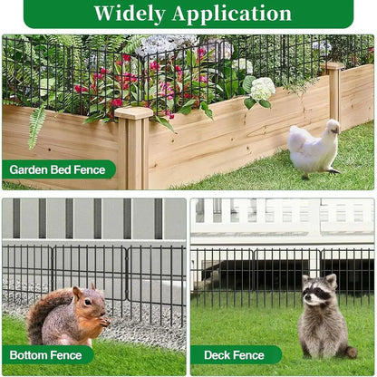 26 Panels Animal Barrier Fence No Dig, 1.25" Gap 28 Ft(L) X 17 in(H) Rustproof, Metal, Garden Fencing