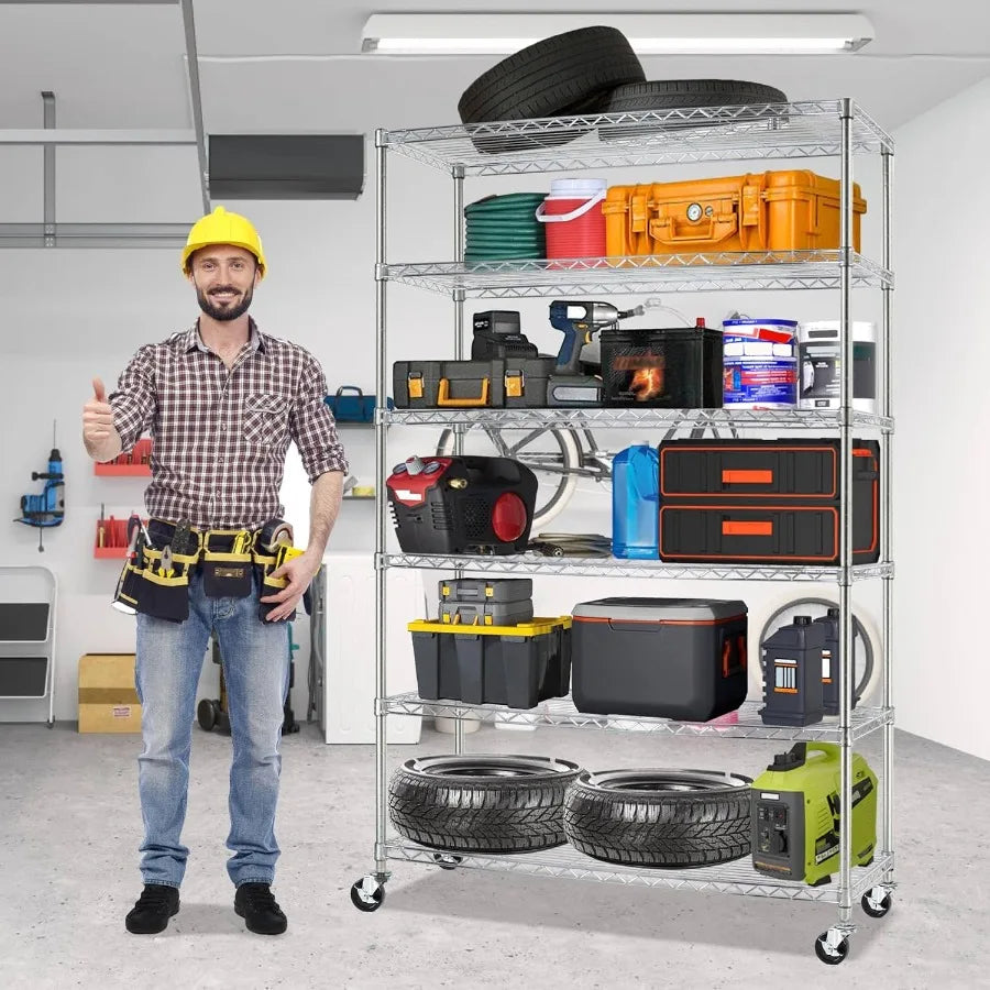 6 Tier Height Adjustable Metal Wire Storage Shelves 18 D x 48 W x 82 Rack Shelving