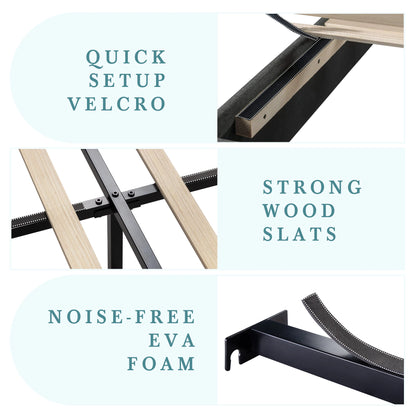 Bed Frame with Headboard, Fabric Platform Bed, Strong Wood Slats Support Panel Bed Mattress Foundation