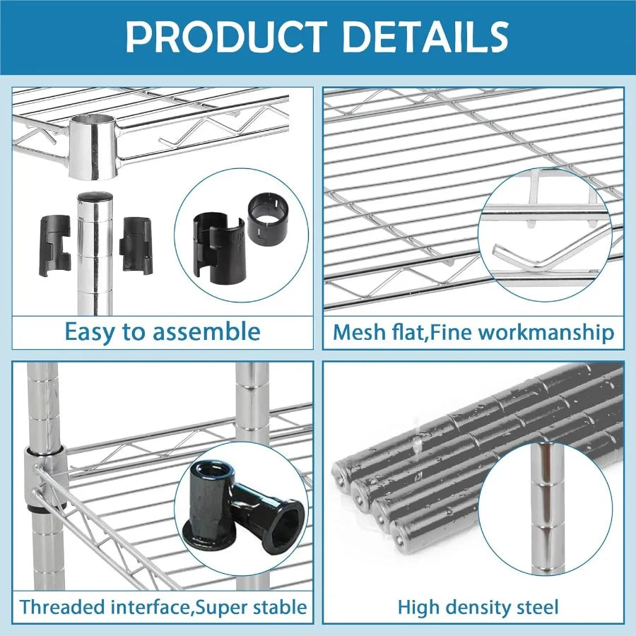 6 Tier Height Adjustable Metal Wire Storage Shelves 18 D x 48 W x 82 Rack Shelving