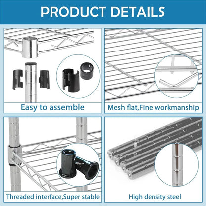 6 Tier Height Adjustable Metal Wire Storage Shelves 18 D x 48 W x 82 Rack Shelving
