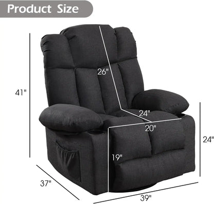 Massage Swivel Rocker Recliner with Heat and Vibration for Living Room, Bedroom