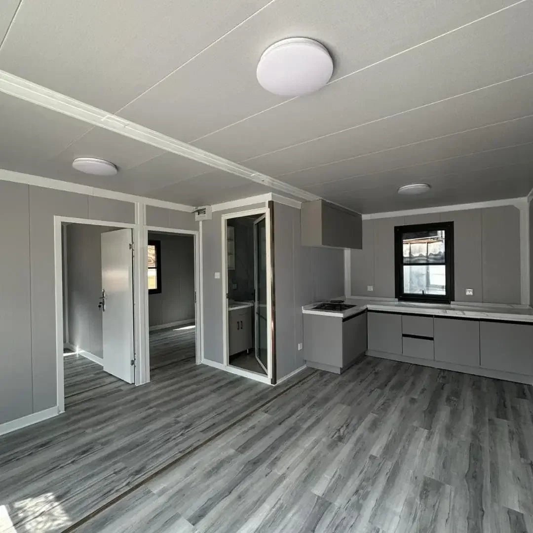 20ft Luxury Expandable Tiny Home for Sale, Prefab Folding Container House 2 Bedroom 1 Living Room 1 Bathroom