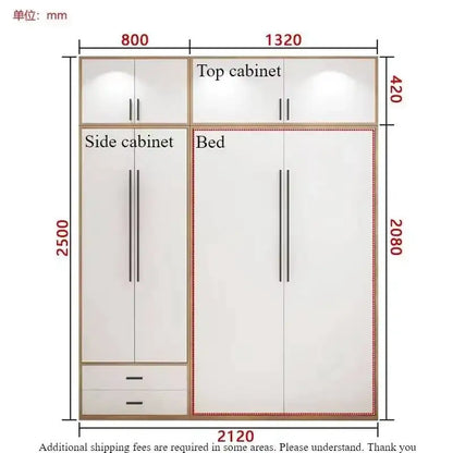 Full Murphy Bed with Closet Organizer with Drawers, Space-Saving, Hidden Bed ,for Multipurpose Room