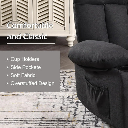 Massage Swivel Rocker Recliner with Heat and Vibration for Living Room, Bedroom