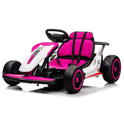 Outdoor Ride On Toy, Electric Drift Kart Car with Adjustable Seat, 200W Motor, 8.1 MPH, LED Lights 6-12 Years