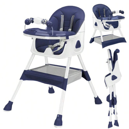 Foldable Baby High Chair 6 Months Plus, with Large Antislip Pad & ToyRack, Easy to Clean, Feeding ,