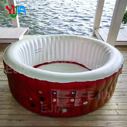 2-4 Person Inflatable Hot Tub, Round, Portable, 120 Air Jets, PVC, Outdoor Spa with Cover