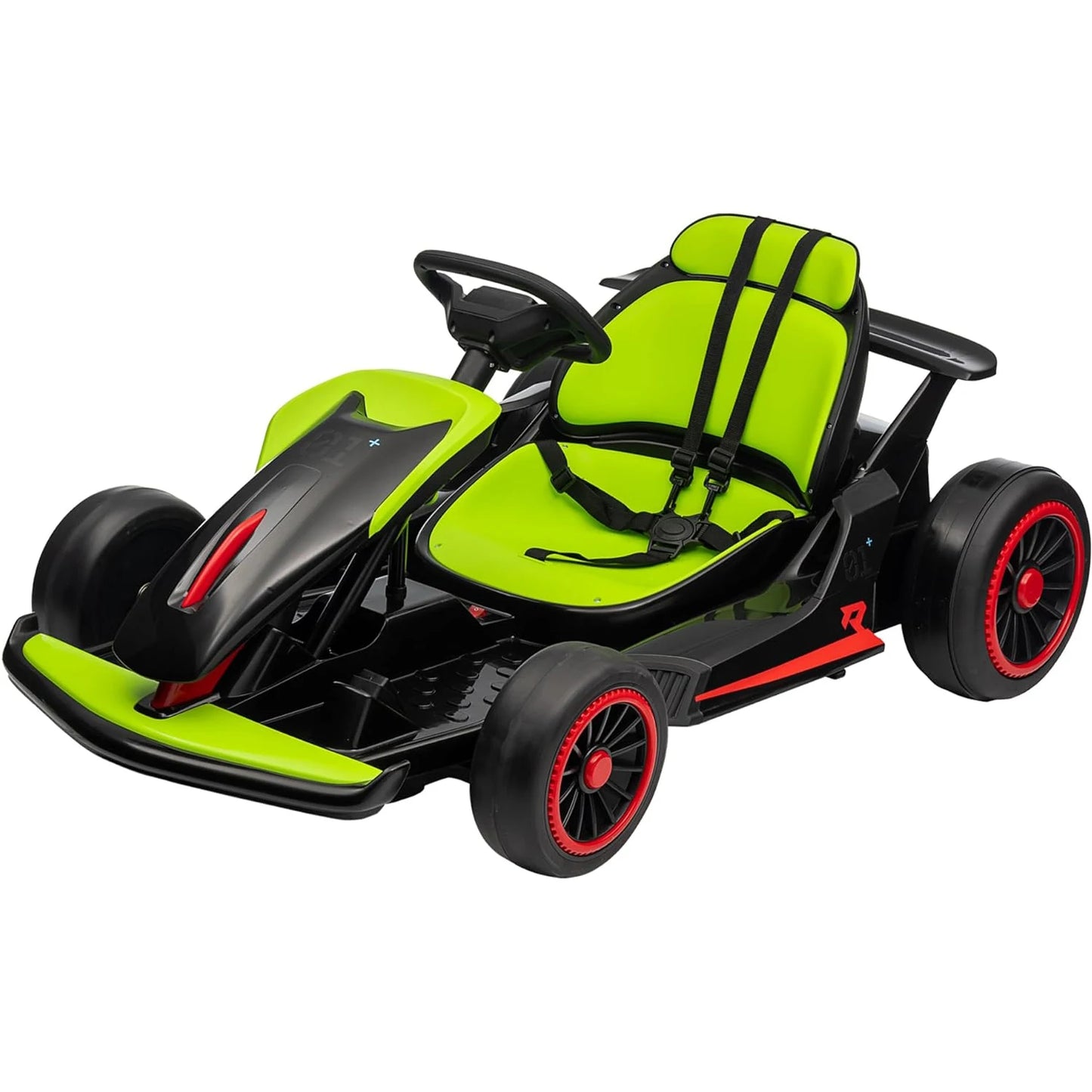 Outdoor Ride On Toy, Electric Drift Kart Car with Adjustable Seat, 200W Motor, 8.1 MPH, LED Lights 6-12 Years