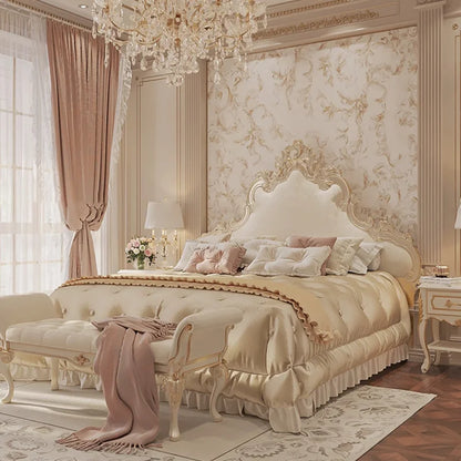 Platform Unique Bed Beauty European Simple Safe Sleeping Bed Girls Princess Sun Floor Wooden Furniture