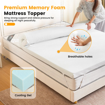 3 Inch with Fabric Cover Gel Memory Foam Mattress Topper Full Size Cooling Mattress Soft and Breathable Bed Topper
