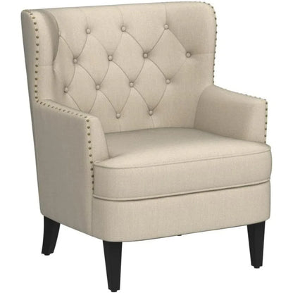 upholstered accent chair with ottoman - comfortable living room or bedroom reading chair