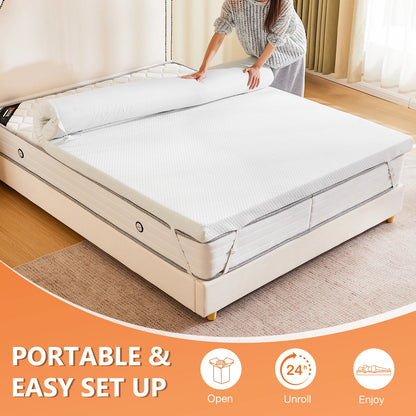 3 Inch with Fabric Cover Gel Memory Foam Mattress Topper Full Size Cooling Mattress Soft and Breathable Bed Topper