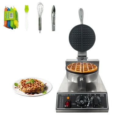 Commercial Waffle Maker Machine 122℉-572℉ Temp. Time Control Nonstick Stainless Steel For Home, Restaurant, motel.