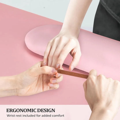 Manicure Table with Cabinet, Drawers, Wheels, and Wrist Rest for Spa Salon Technician Workstation